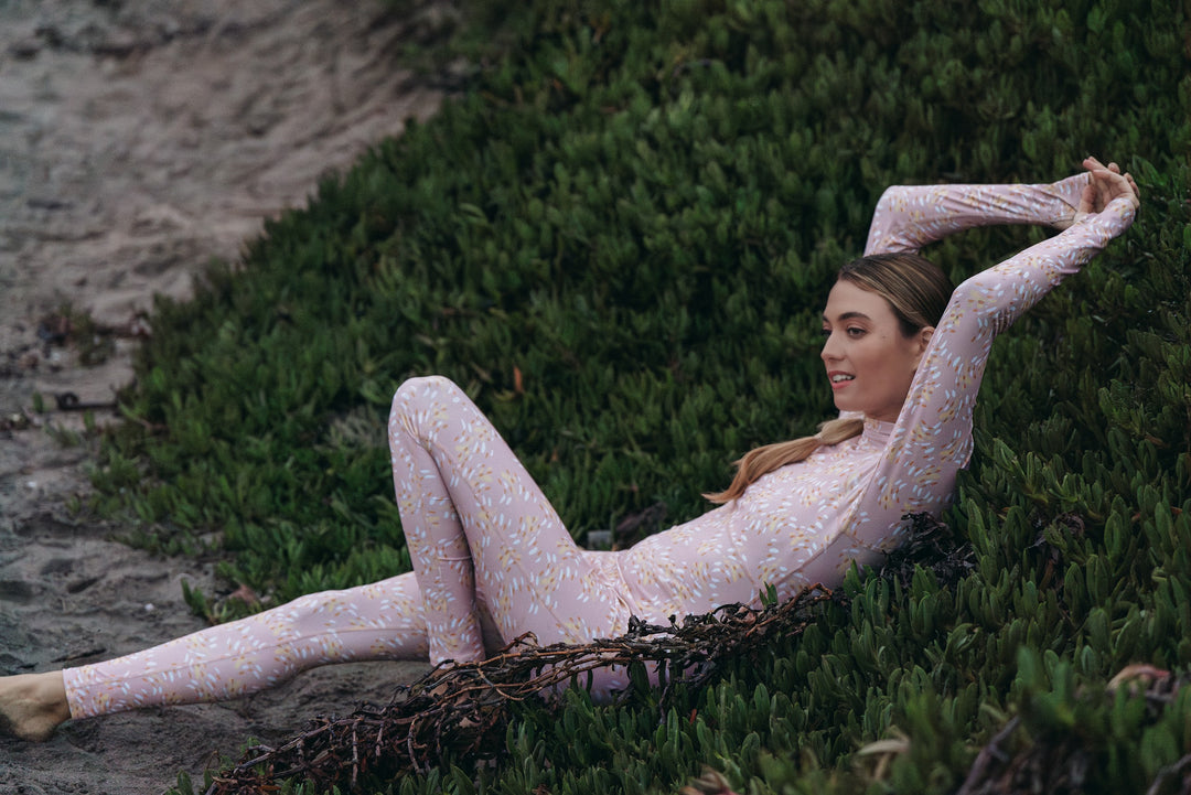 Women's "JOY" UPF 50+ Sun-protective full body swimsuit - Almond Glow