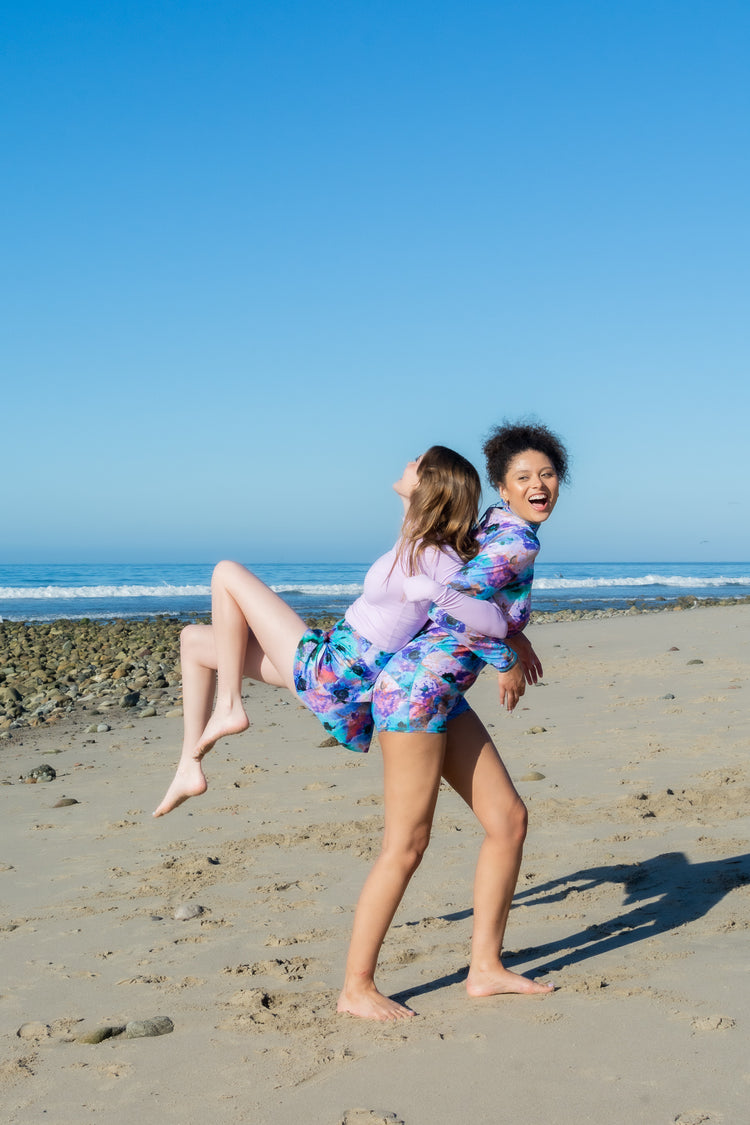 Women's Swim Skort - Neon Blue Poppy - TUTUBLUE