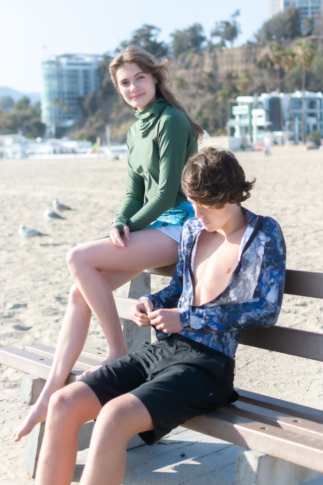 Men's Zip Rash Guard - Blue Rock
