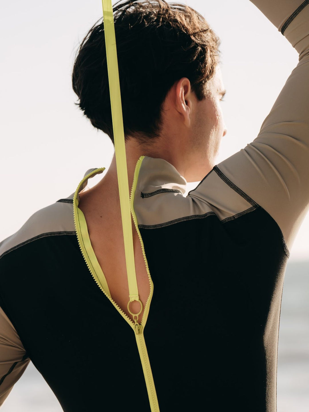 Men's Full-Body UPF 50+ Sun Protective Swimsuit - SILVER w/ BLACK ACCENT