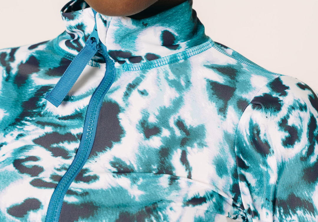 Women's Henley Rash Guard - Ocean Leopard