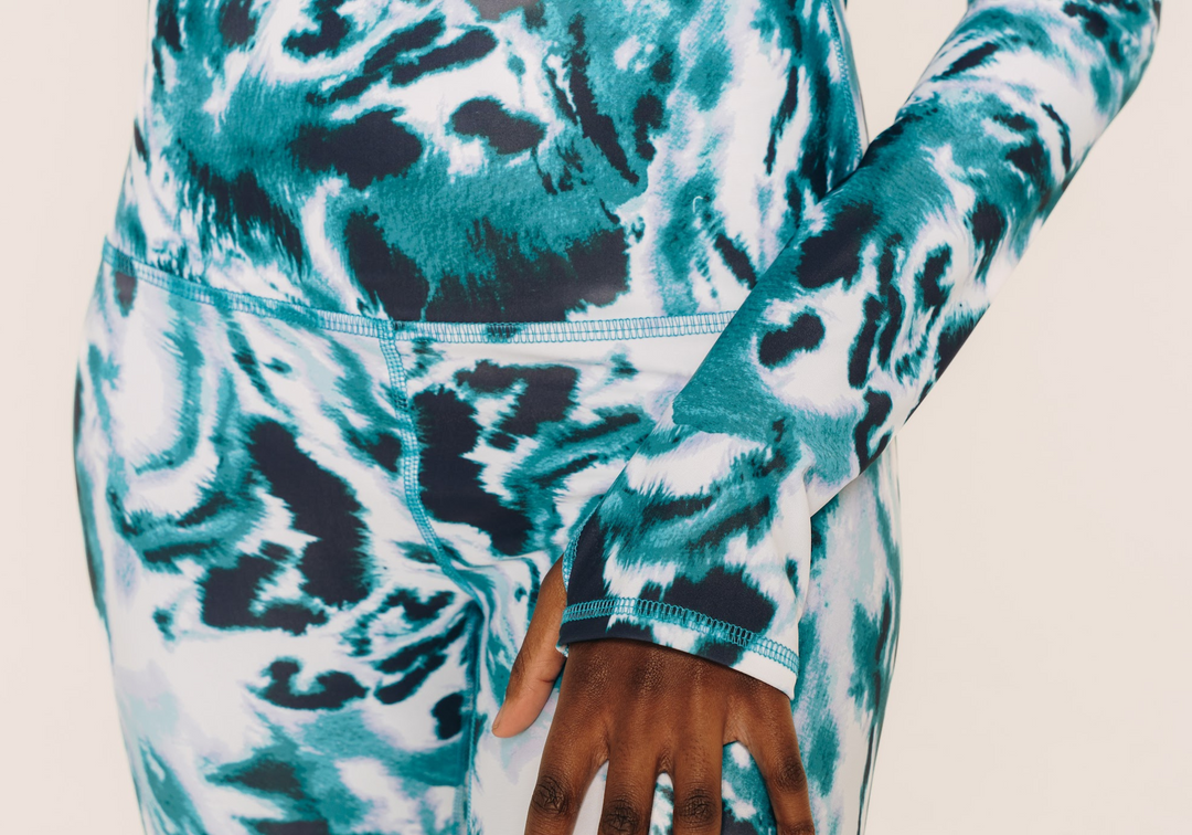 Women's Henley Rash Guard - Ocean Leopard