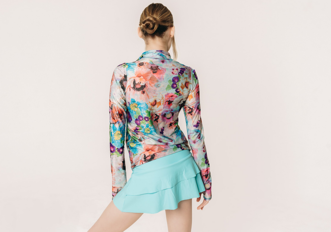 Women's Henley Rash Guard - Sea Poppy Bud