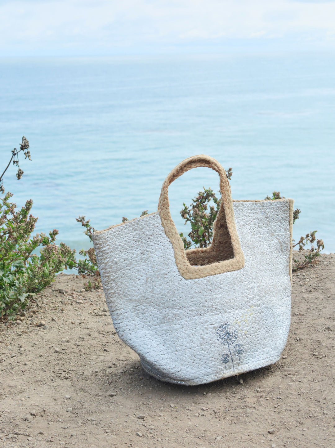 Silver Jute Beach Bag