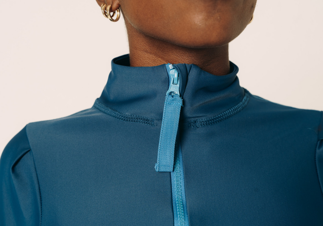 Women's Henley Rash Guard - Teal