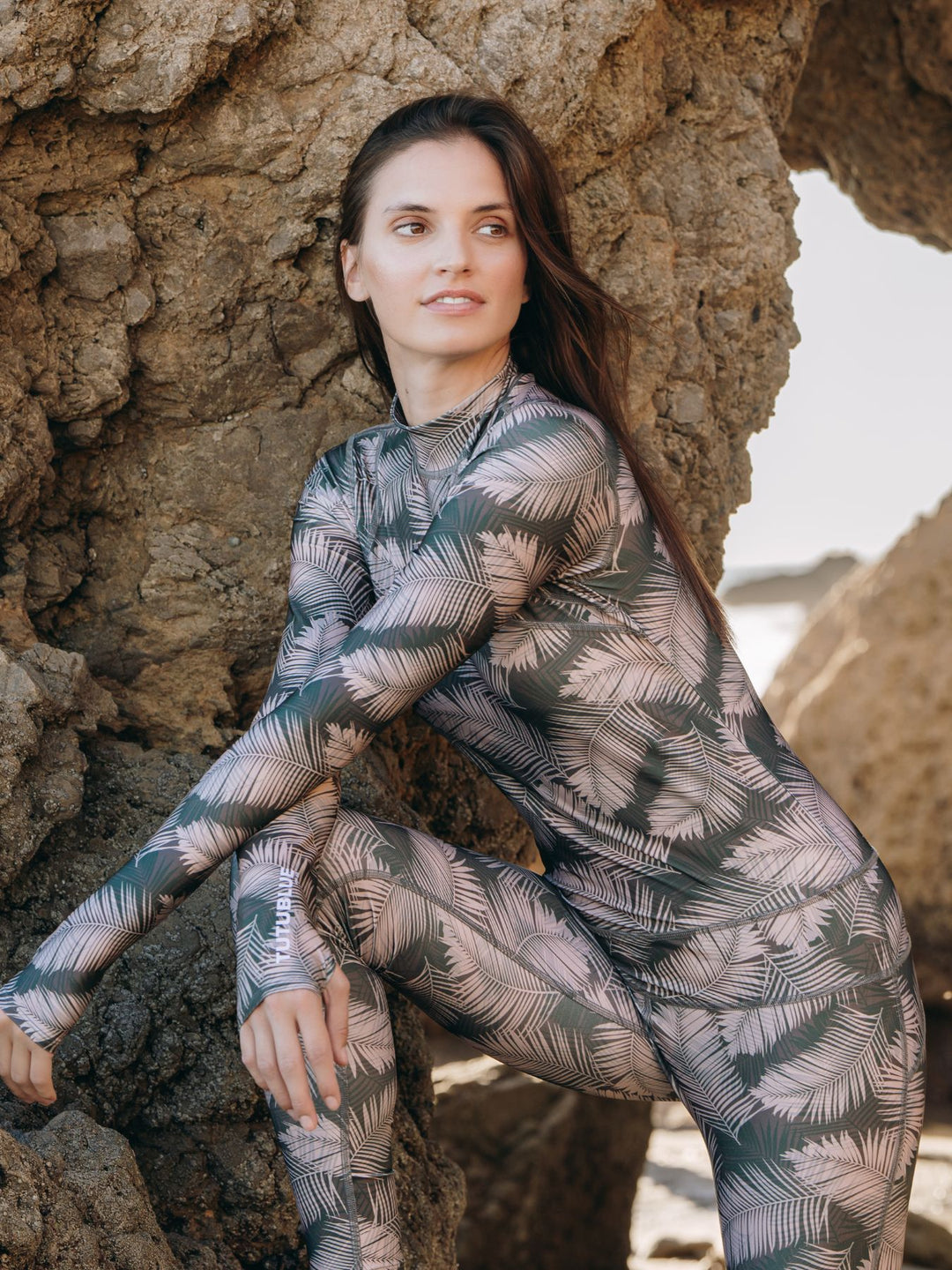 Women's  "Classic" UPF 50+ Sun-protective Full Body Long Swimsuit - Night Palm