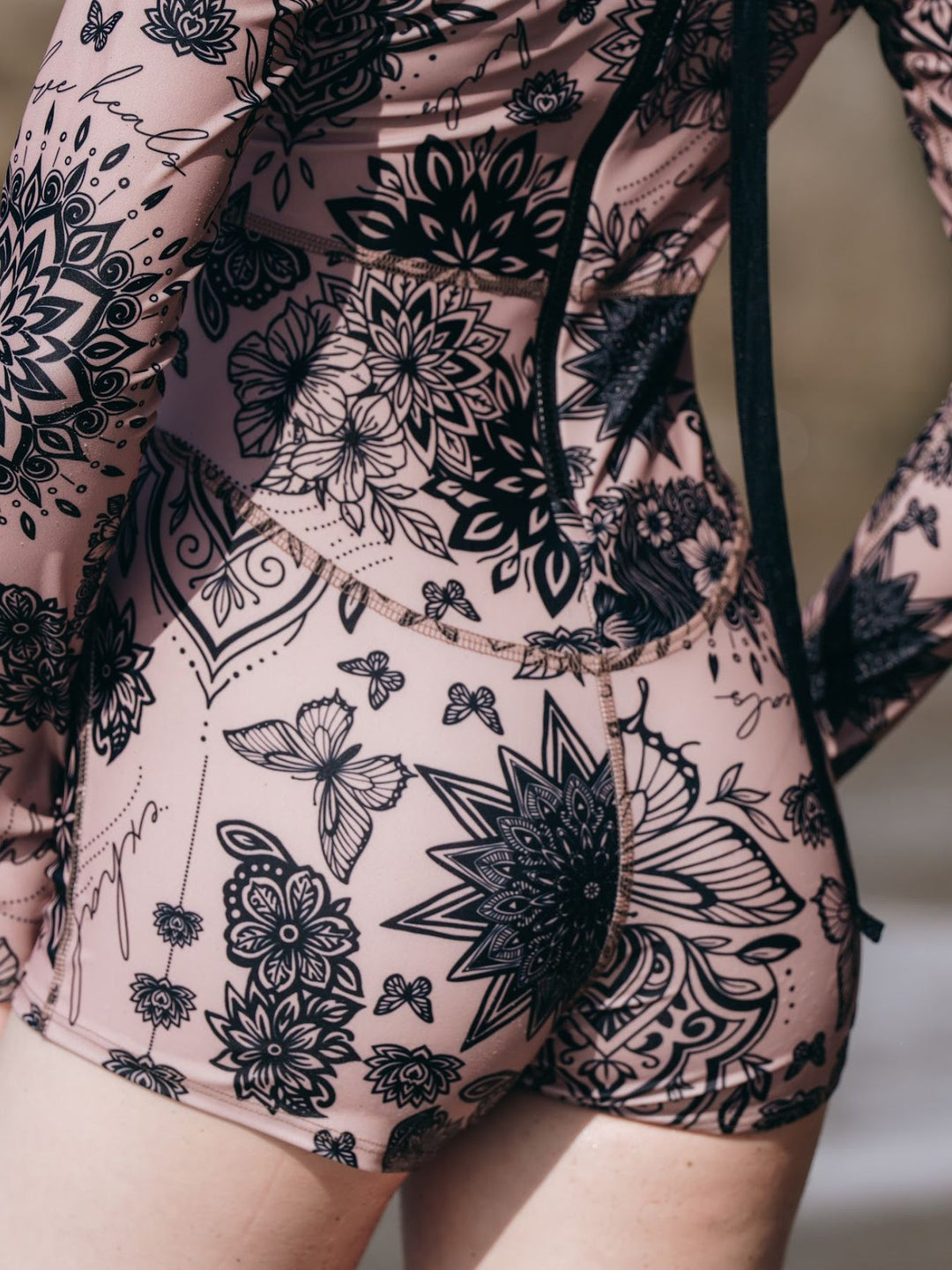 Women's UPF 50+ Sun Protective Long Sleeve "Shorty" Swimsuit - Toffee Tattoo (Pre-sale)