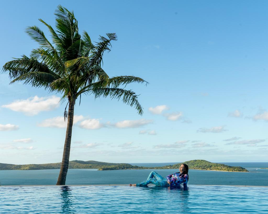 Women's UPF 50+ Sun Protective Swim Leggings  - Turq (Double Brushed)