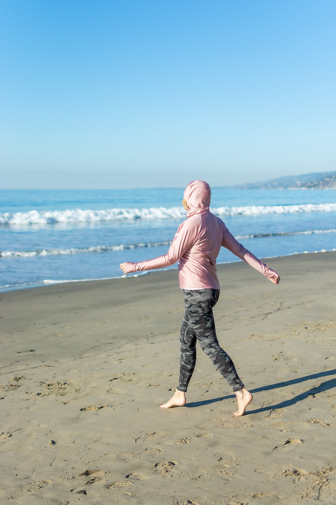 Women's Hooded Pullover Rash  - Rose (Sheer When Wet)