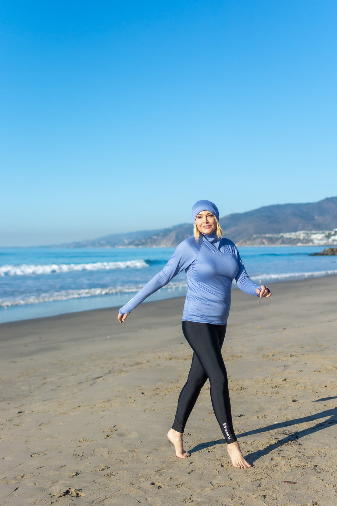 Women's Hooded Pullover Rash  - Denim Blue (Double Brushed)