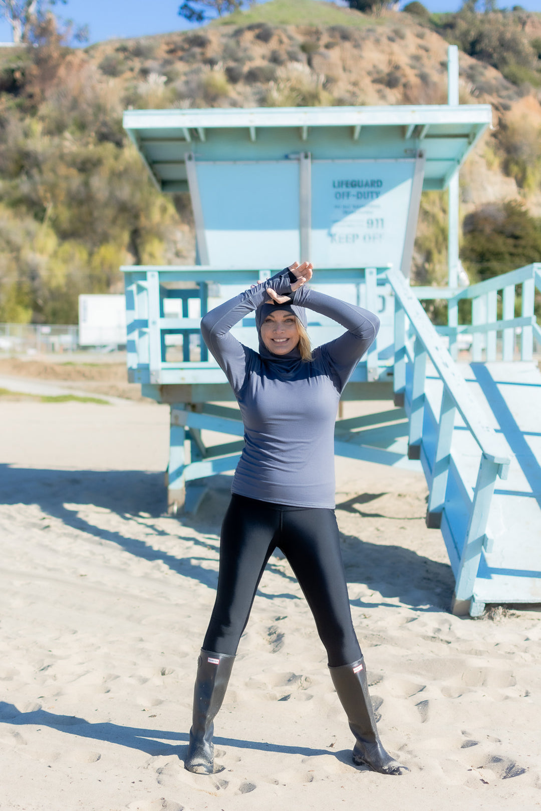 Women's Hooded Pullover Rash  - Charcoal (Double Brushed)