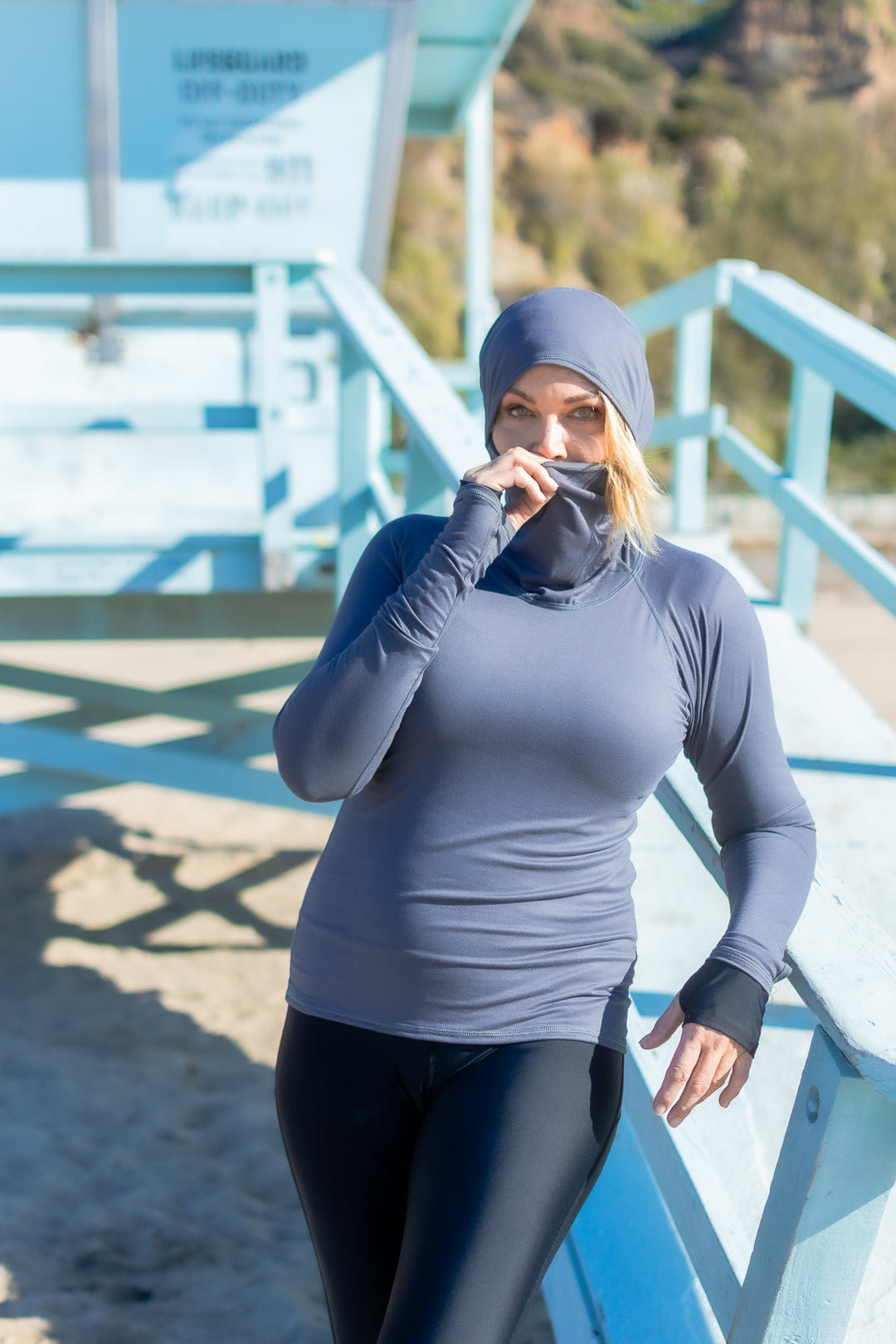 Women's Hooded Pullover Rash  - Charcoal (Double Brushed)