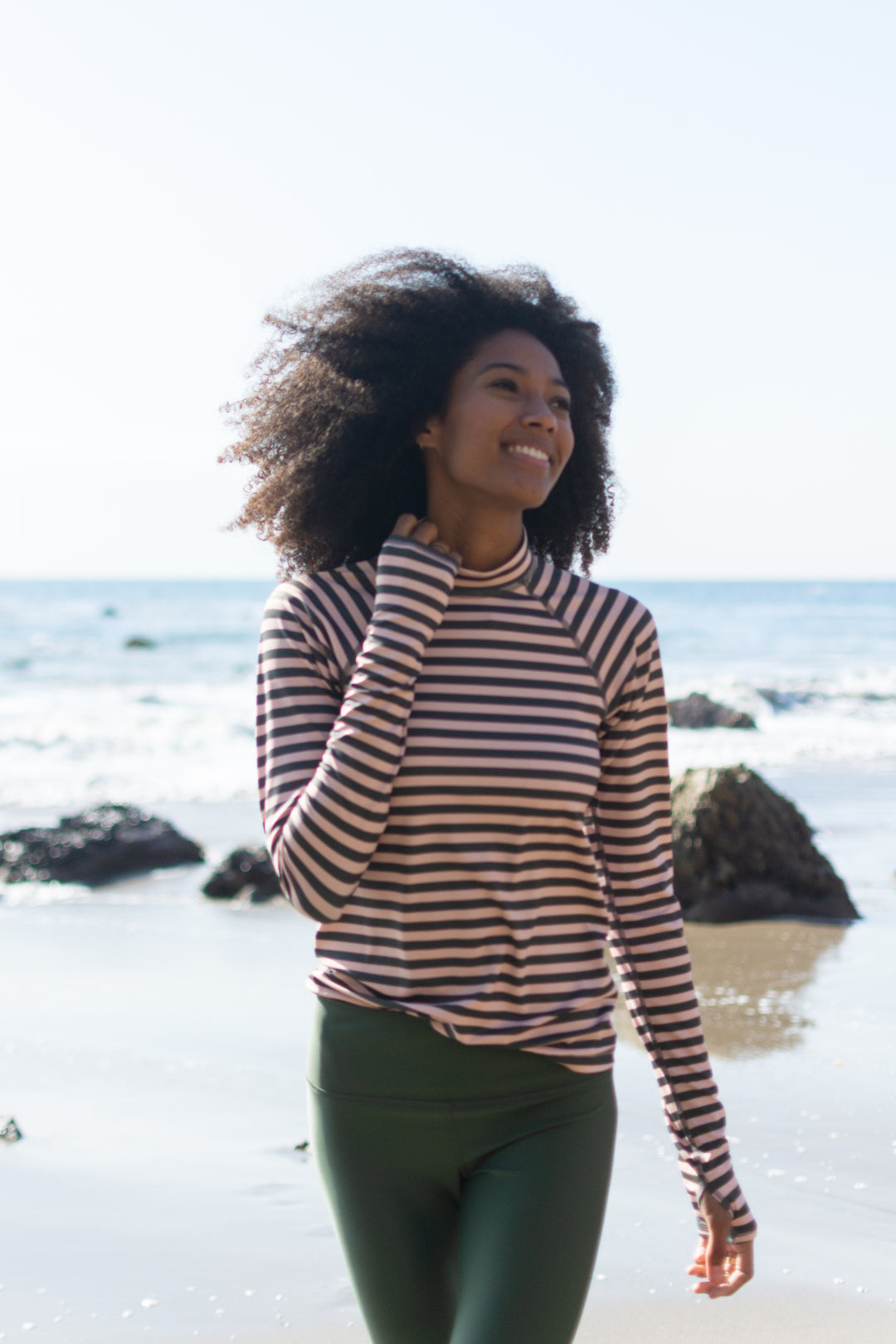 Women's Pullover Raglan - Night Palm Stripe