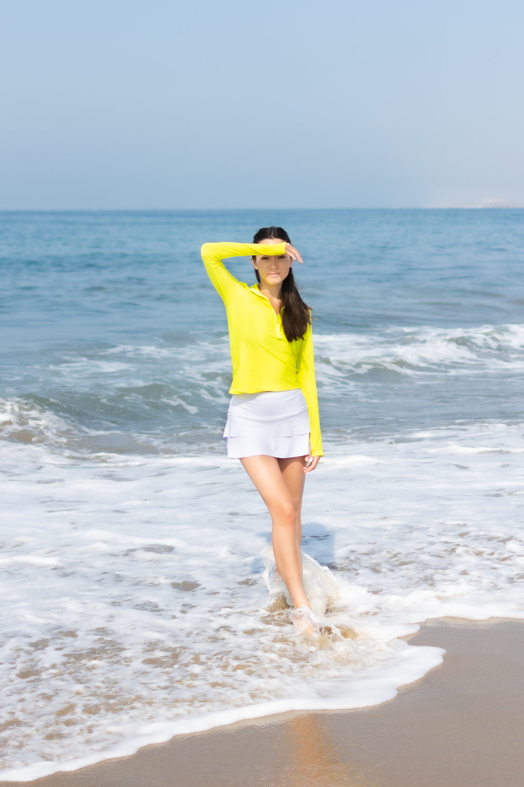 Women's Henley Rash Guard - Citron