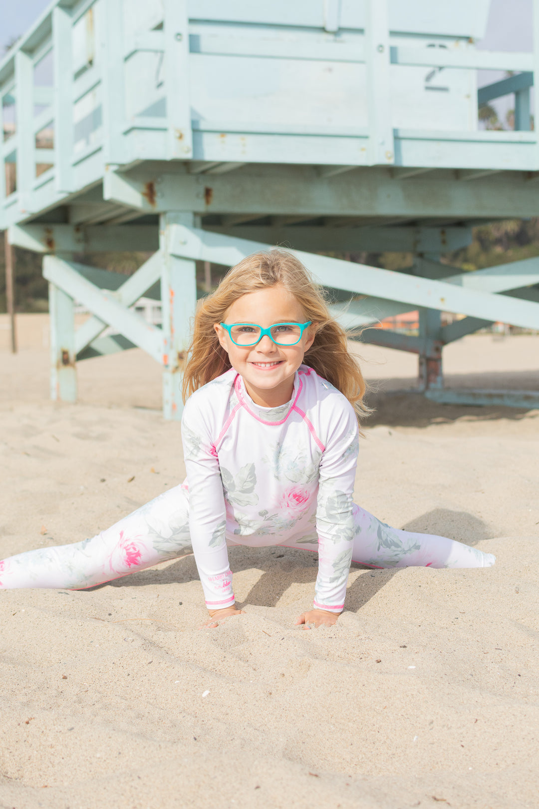 Girl's Pullover Rash Guard - Royal Bouquet Pink Shabby Chic Collab