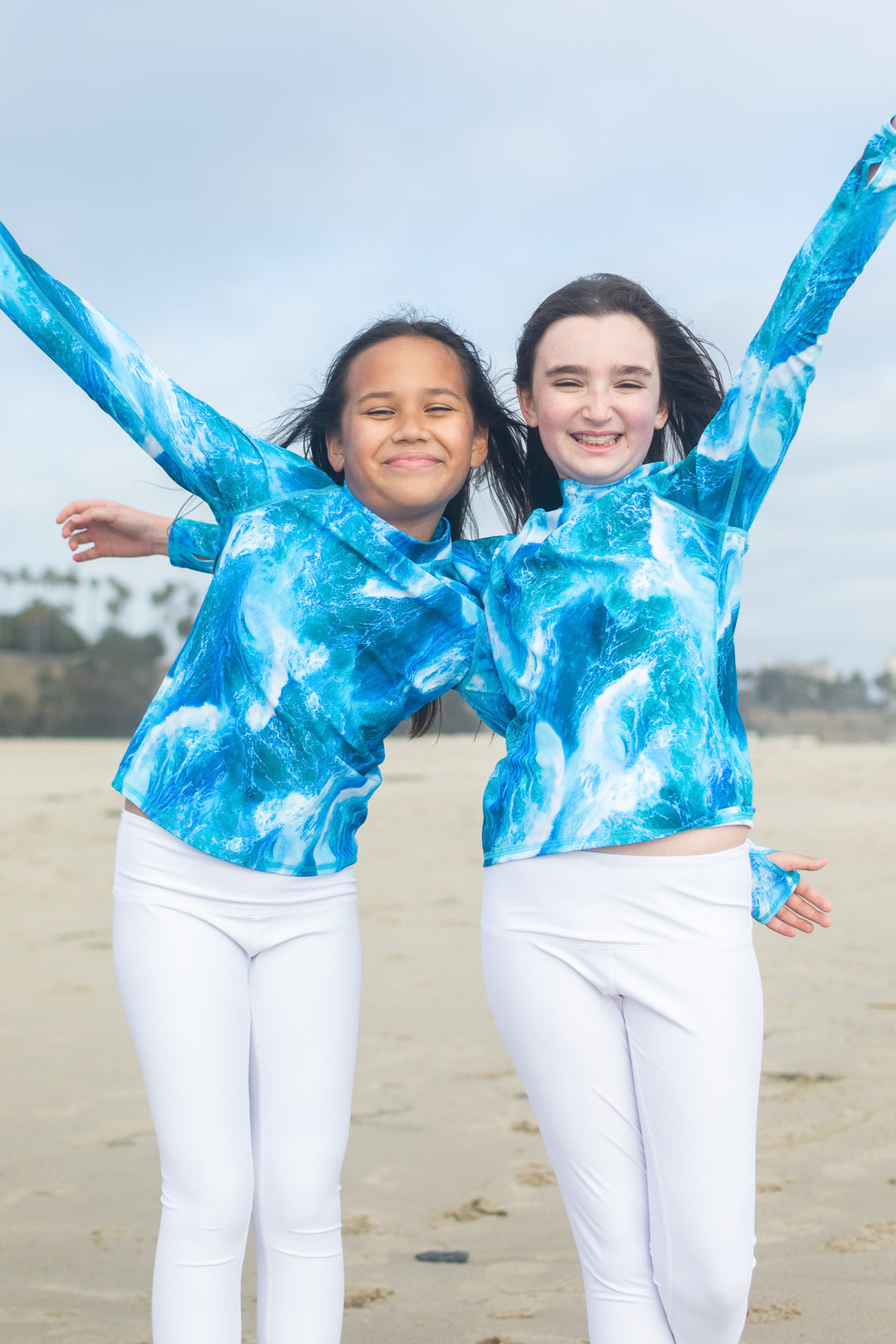 Girl's Pullover Rash Guard - Waves