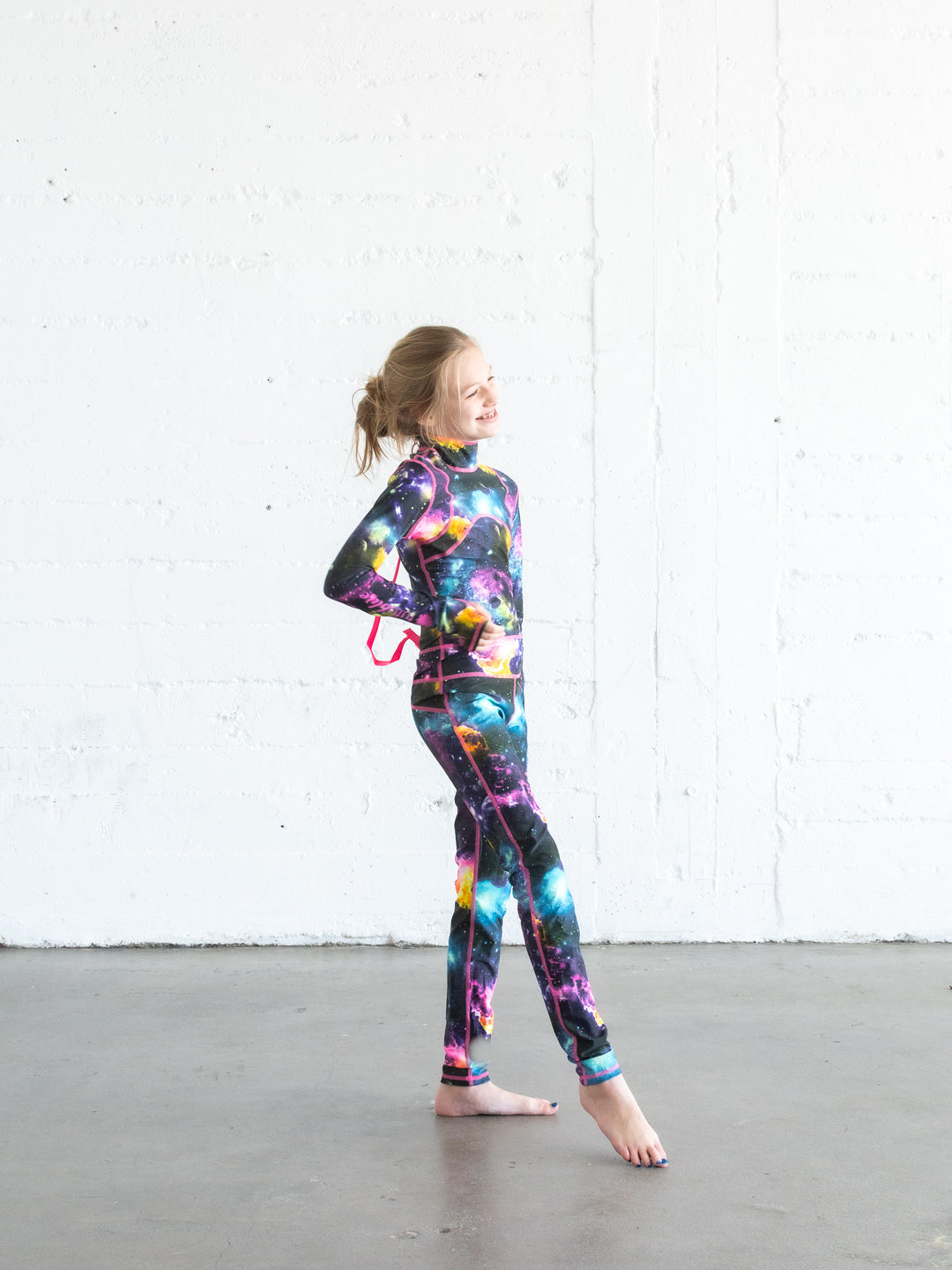 Girl's Long Swimsuit - Galaxy