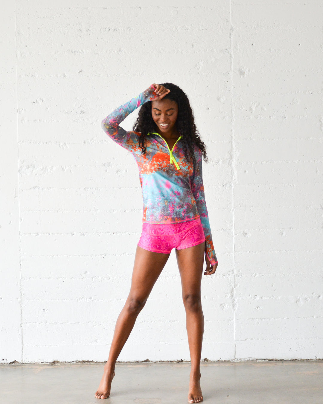 Women's Henley Rash Guard - Koi Pond