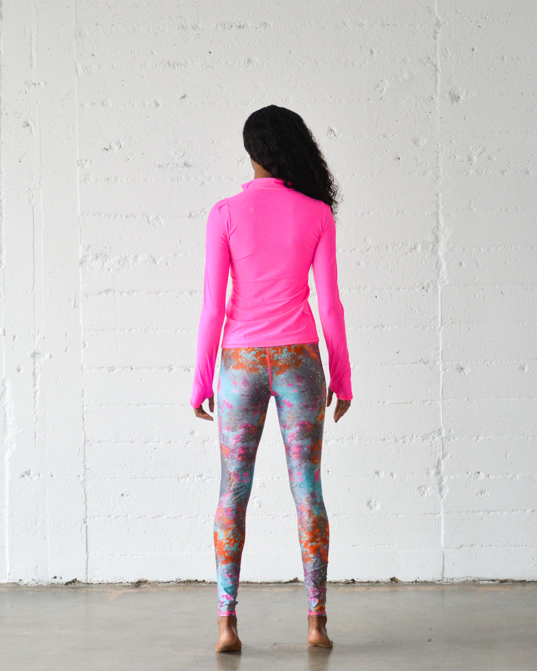 Women's Henley Rash Guard - Neon Pink