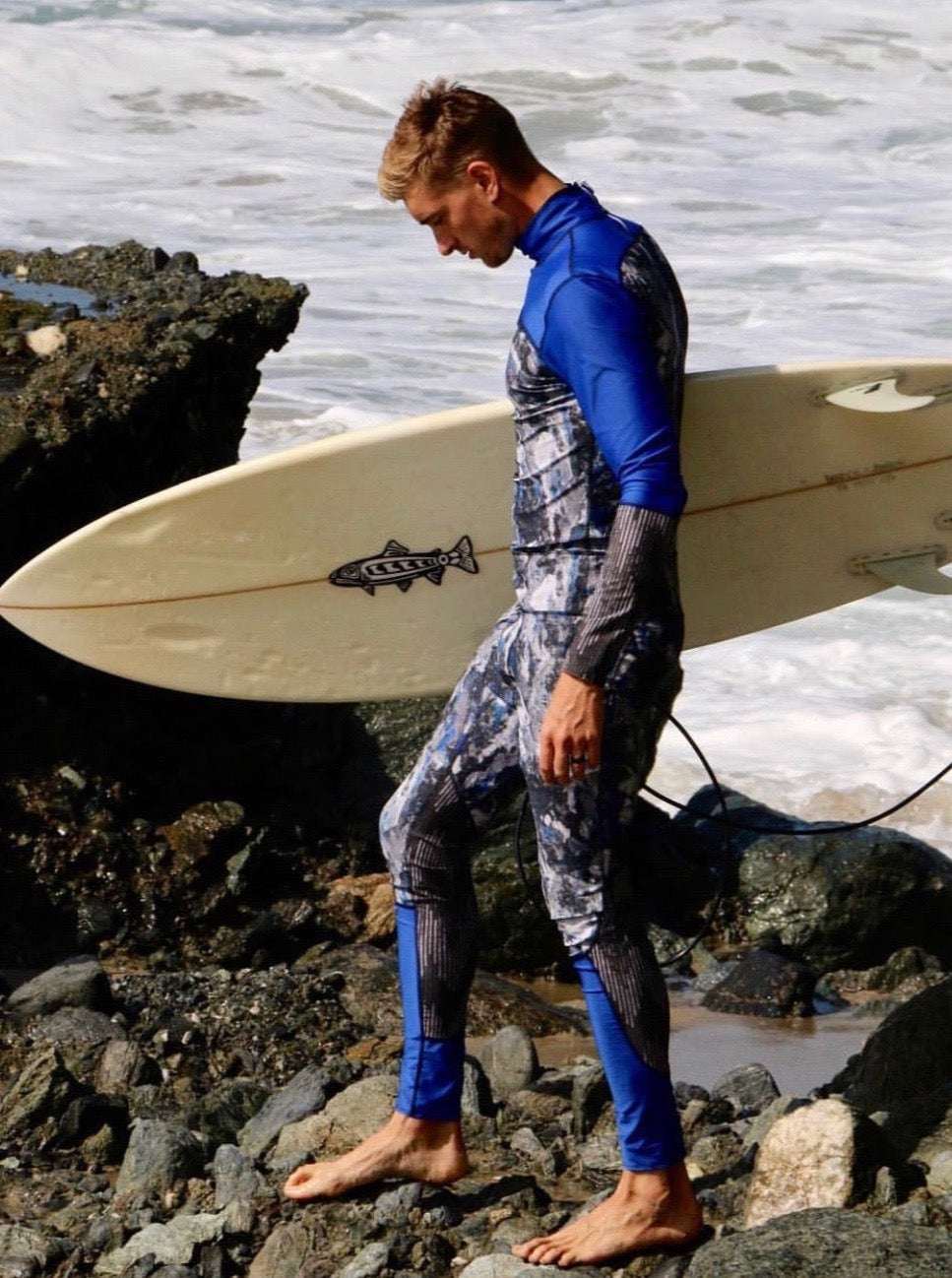 Men's Full-Body UPF 50+ Sun Protective Swimsuit - Blue Rock