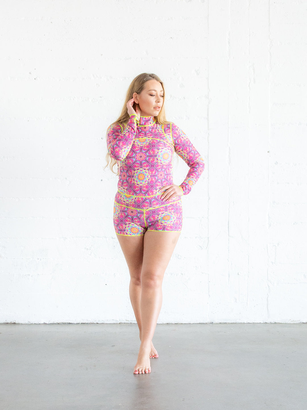 Women's "Classic" UPF 50+ Sun Protective Short Swimsuit - Kaleidoscope