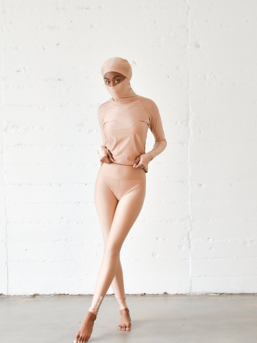 Women's UPF 50+ Sun Protective Swim Leggings - Beige