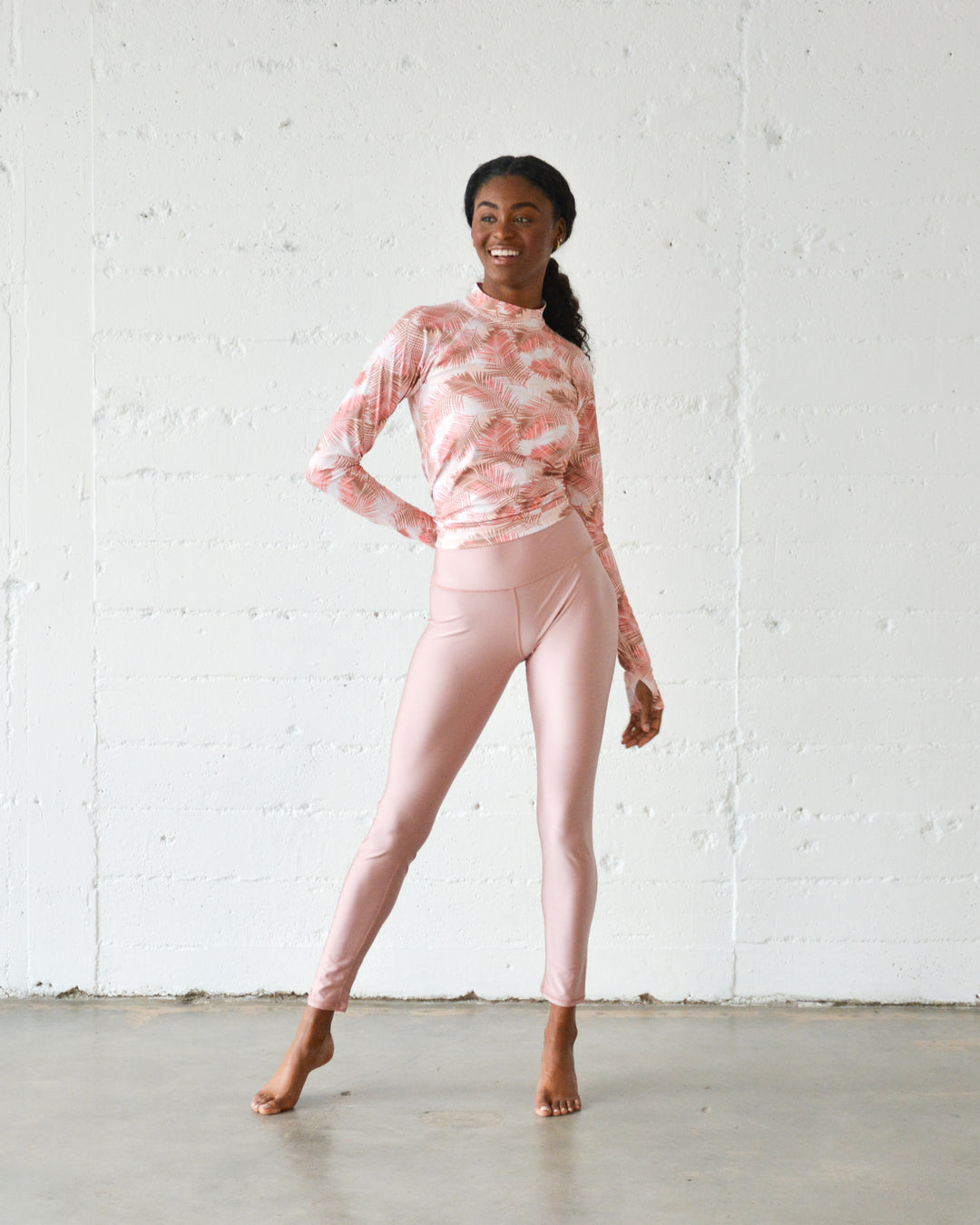 Women's UPF 50+ Sun Protective Swim Leggings - Rose (Sheer When Wet)