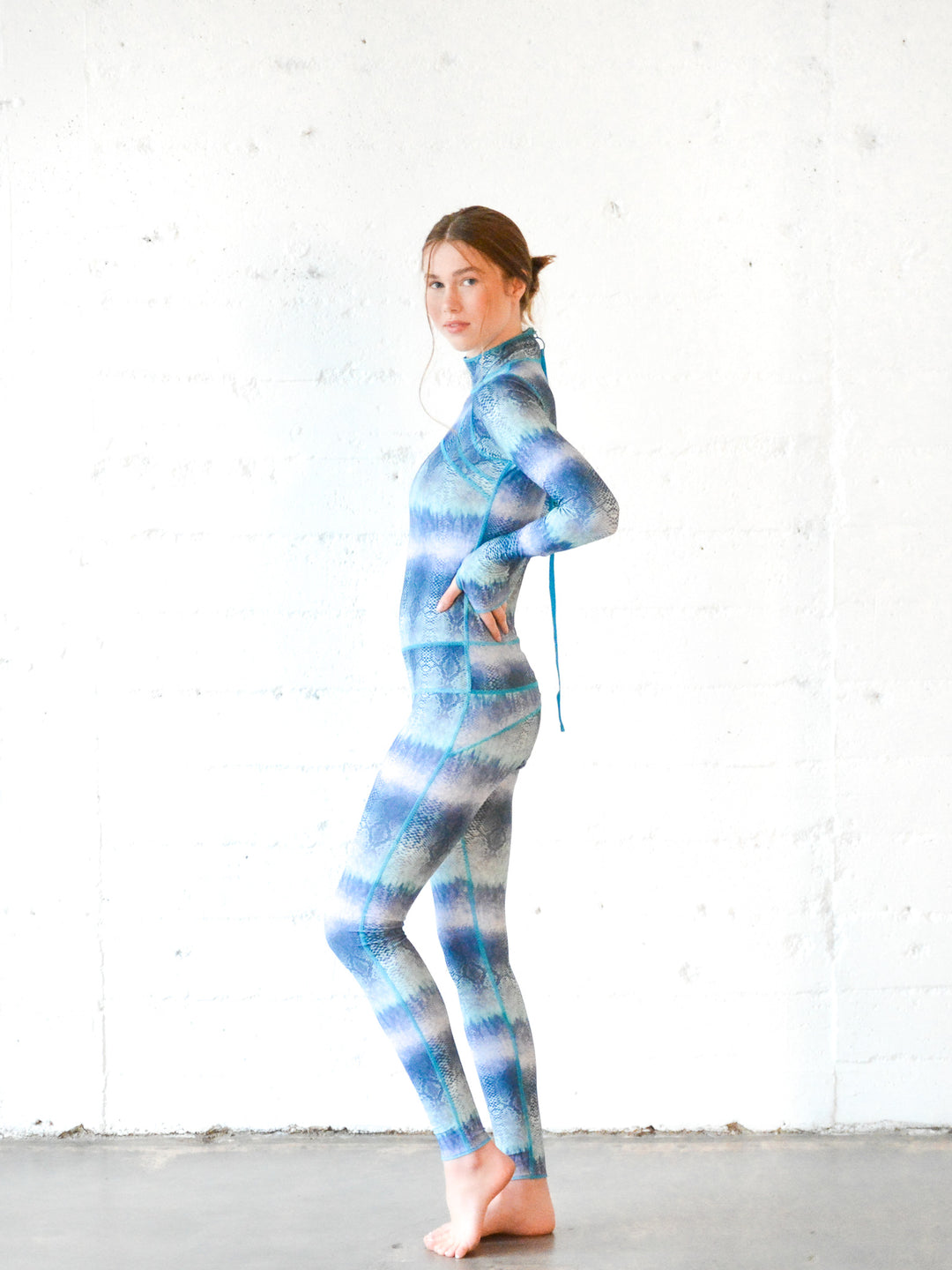 Women's  "Classic" UPF 50+ Sun-protective Full Body Long Swimsuit - Blue Cobra