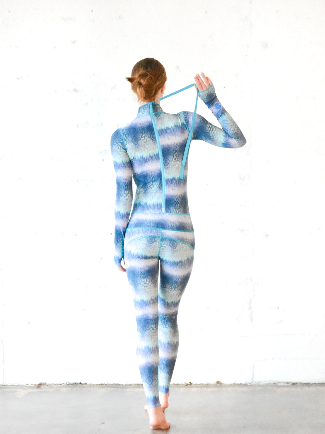 Women's  "Classic" UPF 50+ Sun-protective Full Body Long Swimsuit - Blue Cobra