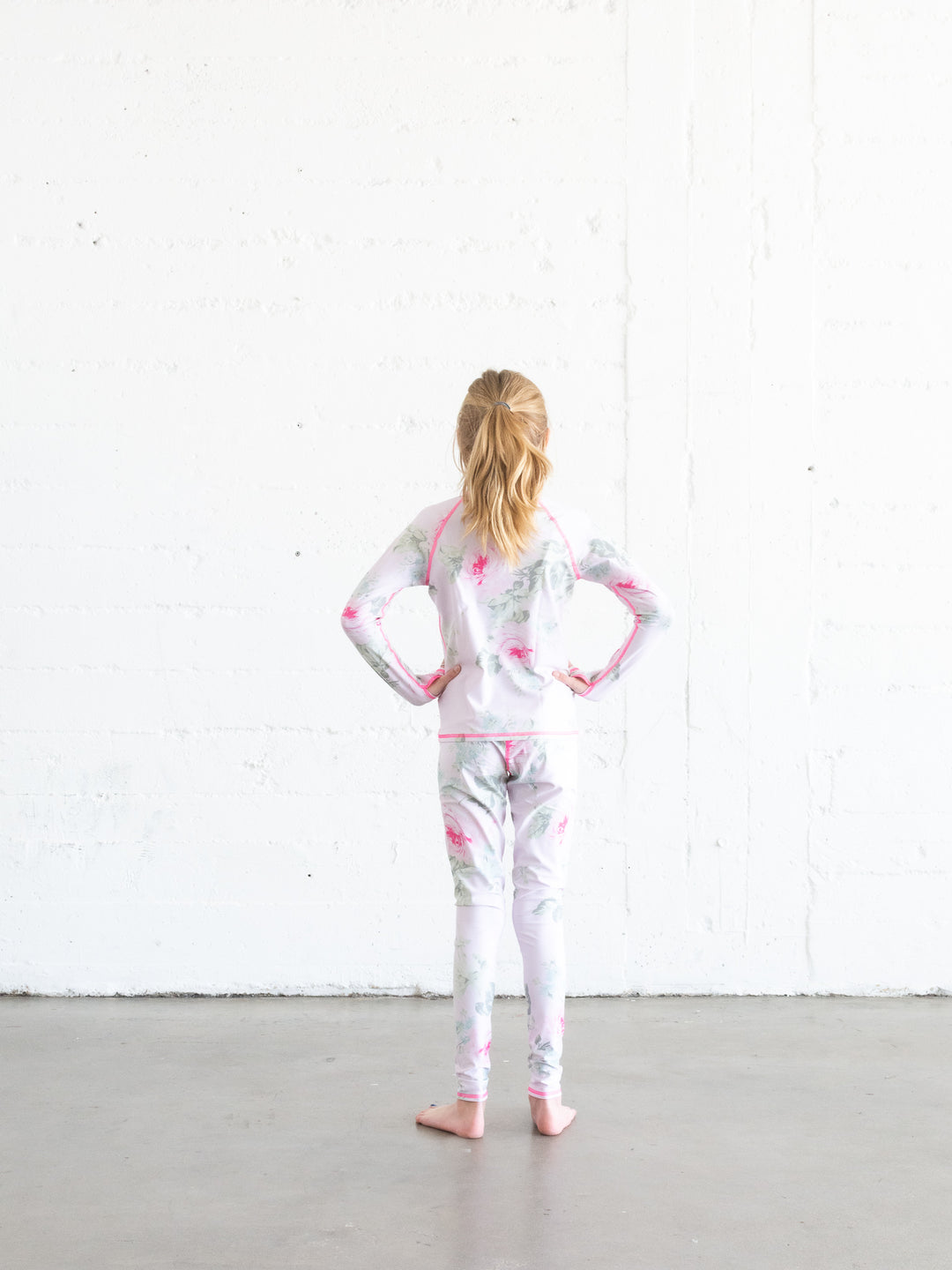 Girl's Swim Leggings - Royal Bouquet Pink Shabby Chic Collab