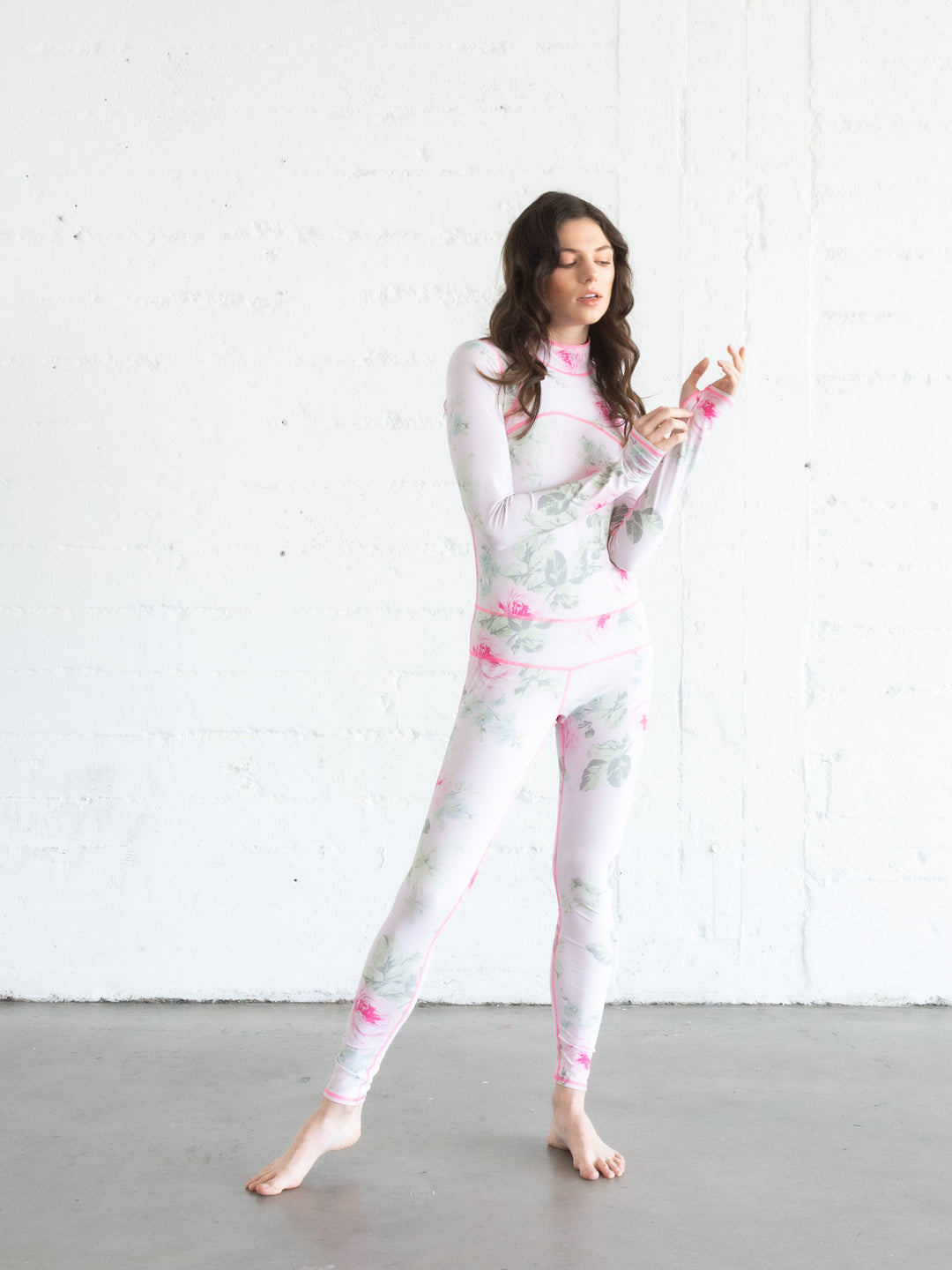 Women's  "Classic" UPF 50+ Sun-protective Full Body Long Swimsuit - Royal Bouquet Pink