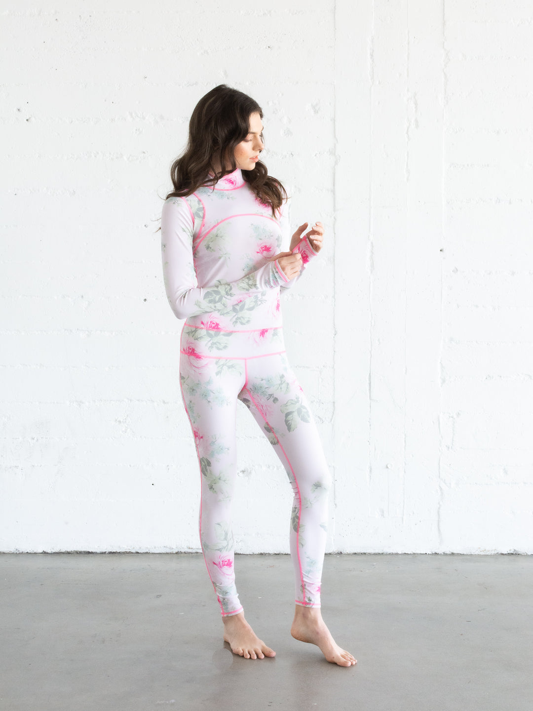 Women's  "Classic" UPF 50+ Sun-protective Full Body Long Swimsuit - Royal Bouquet Pink