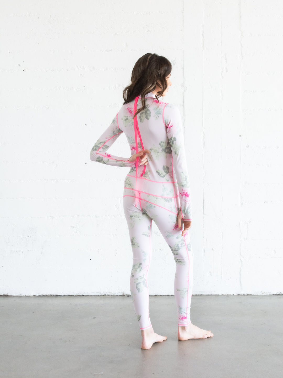 Women's  "Classic" UPF 50+ Sun-protective Full Body Long Swimsuit - Royal Bouquet Pink