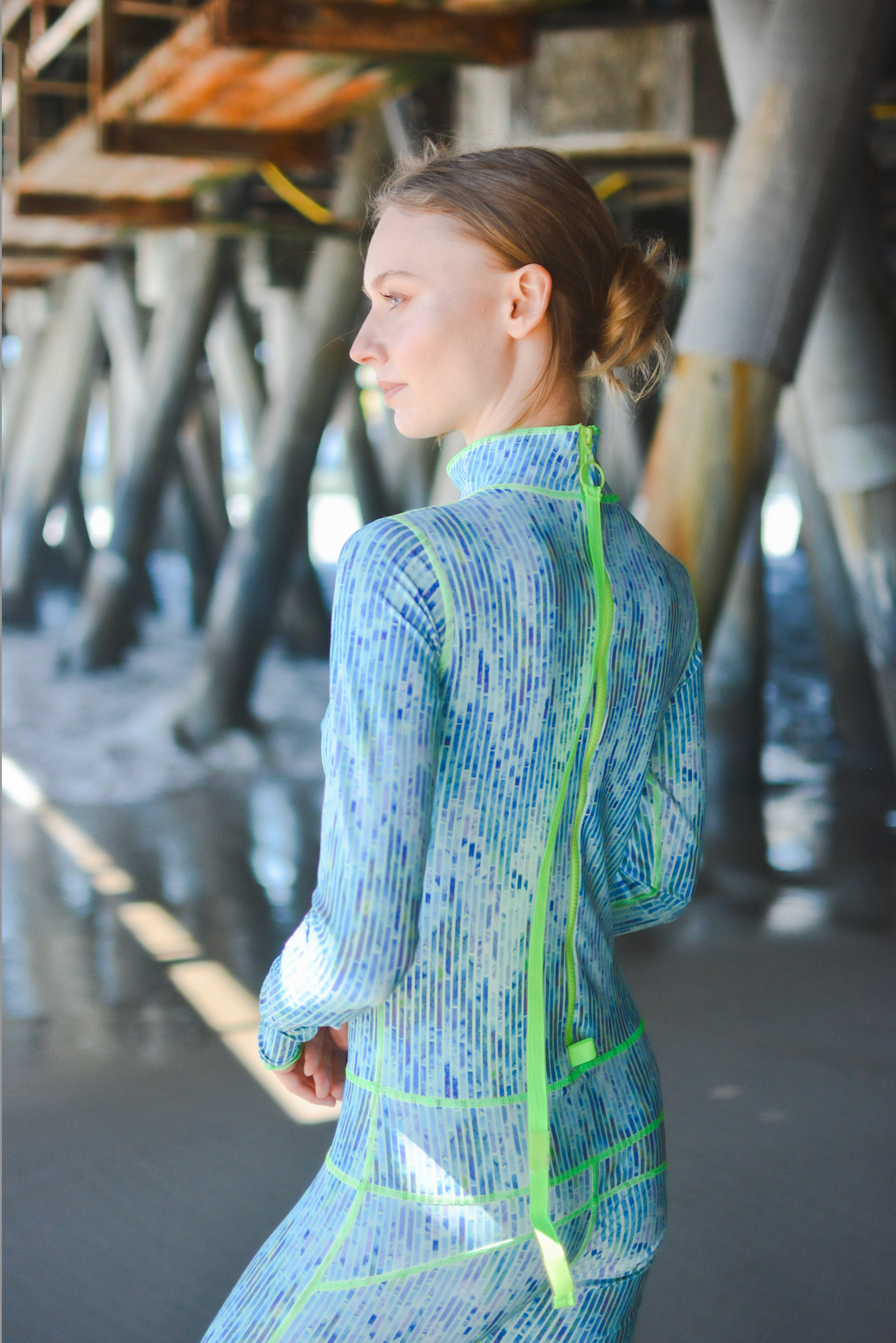 Women's  "Classic" UPF 50+ Sun-protective Full Body Long Swimsuit - Blue Mosaic