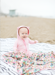 BABY BEACH TOWEL WITH HOODIE - BABY POPPIES