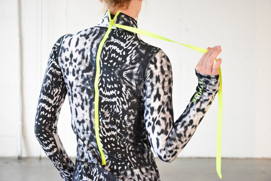 Women's "Classic" UPF 50+ Sun Protective Short Swimsuit - Ink Blot