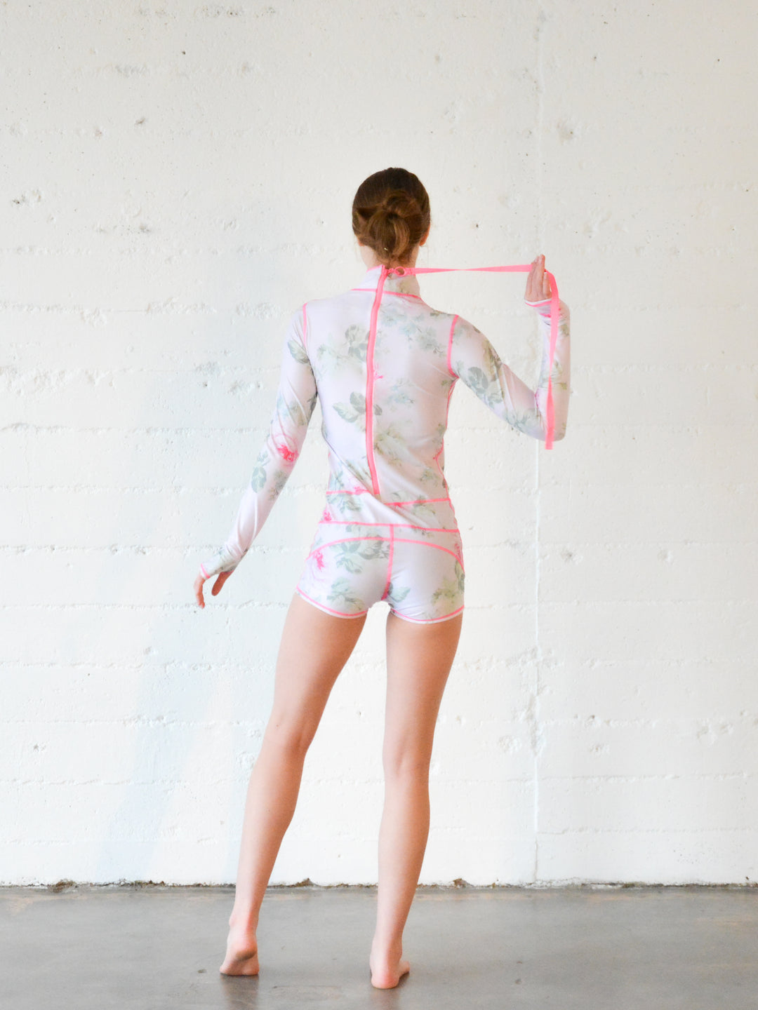 Women's "Classic" UPF 50+ Sun Protective Short Swimsuit - Shabby Chic™ Collab- Royal Bouquet Pink