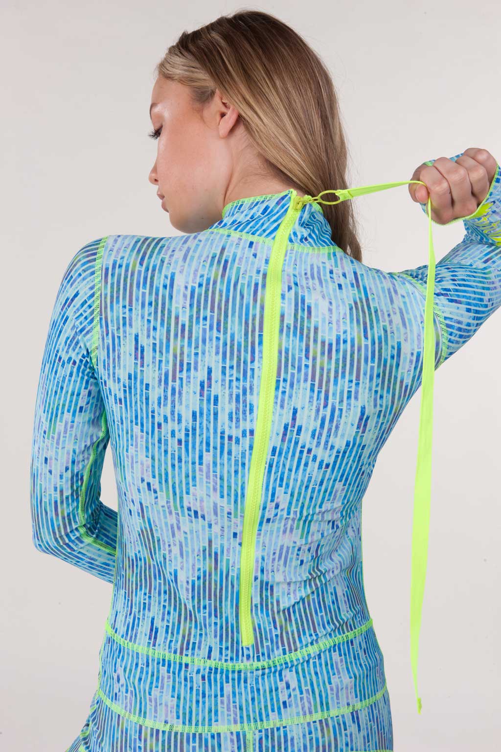 Women's "Classic" UPF 50+ Sun Protective Short Swimsuit - Blue Mosaic