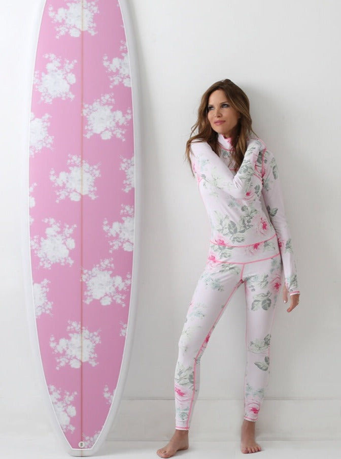 Women's  "Classic" UPF 50+ Sun-protective Full Body Long Swimsuit - Royal Bouquet Pink