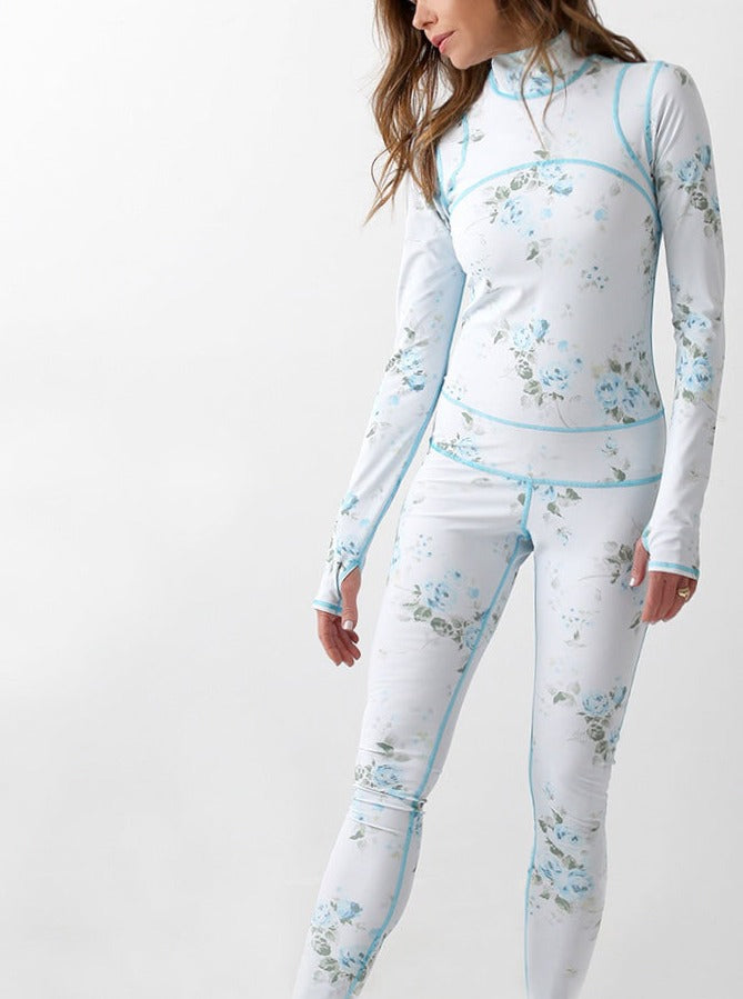 Women's  "Classic" UPF 50+ Sun-protective Full Body Long Swimsuit - Shabby Chic Somerset Blue