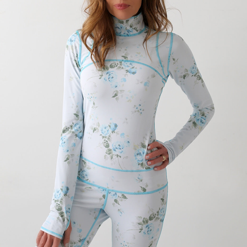 Women's  "Classic" UPF 50+ Sun-protective Full Body Long Swimsuit - Shabby Chic Somerset Blue