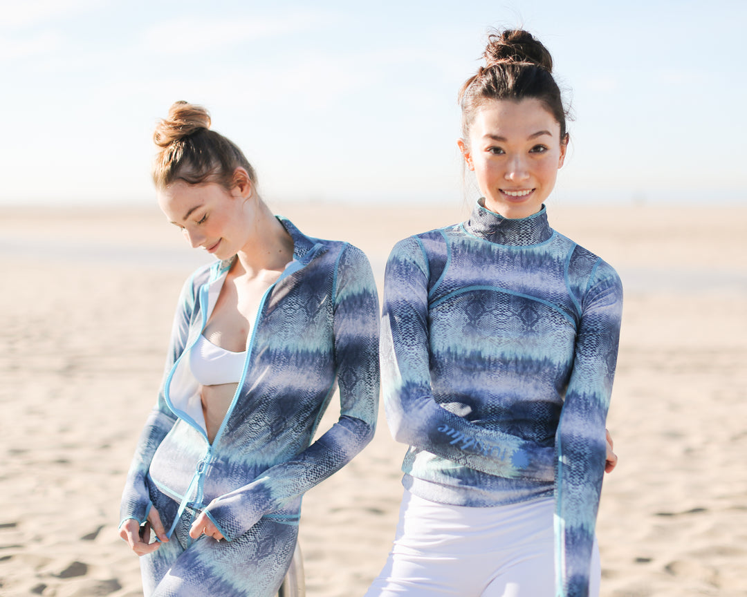 Women's Zip Rash Guard - Blue Cobra