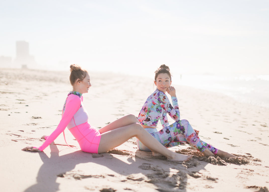 Women's UPF 50+ Sun Protective Swim Leggings - Sea Poppies