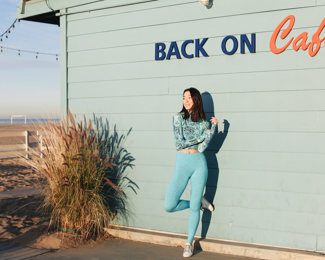 Women's UPF 50+ Sun Protective Swim Leggings  - Turq (Double Brushed)