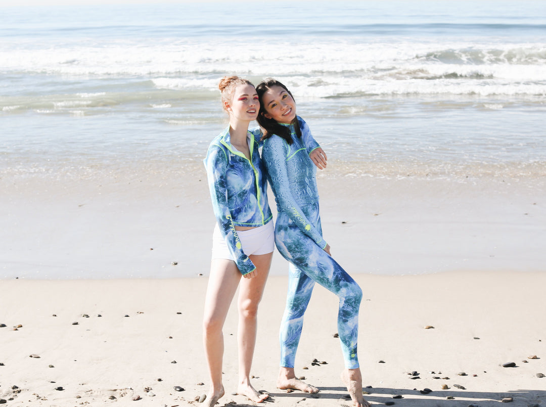 Women's UPF 50+ Sun Protective Swim Leggings - Waves