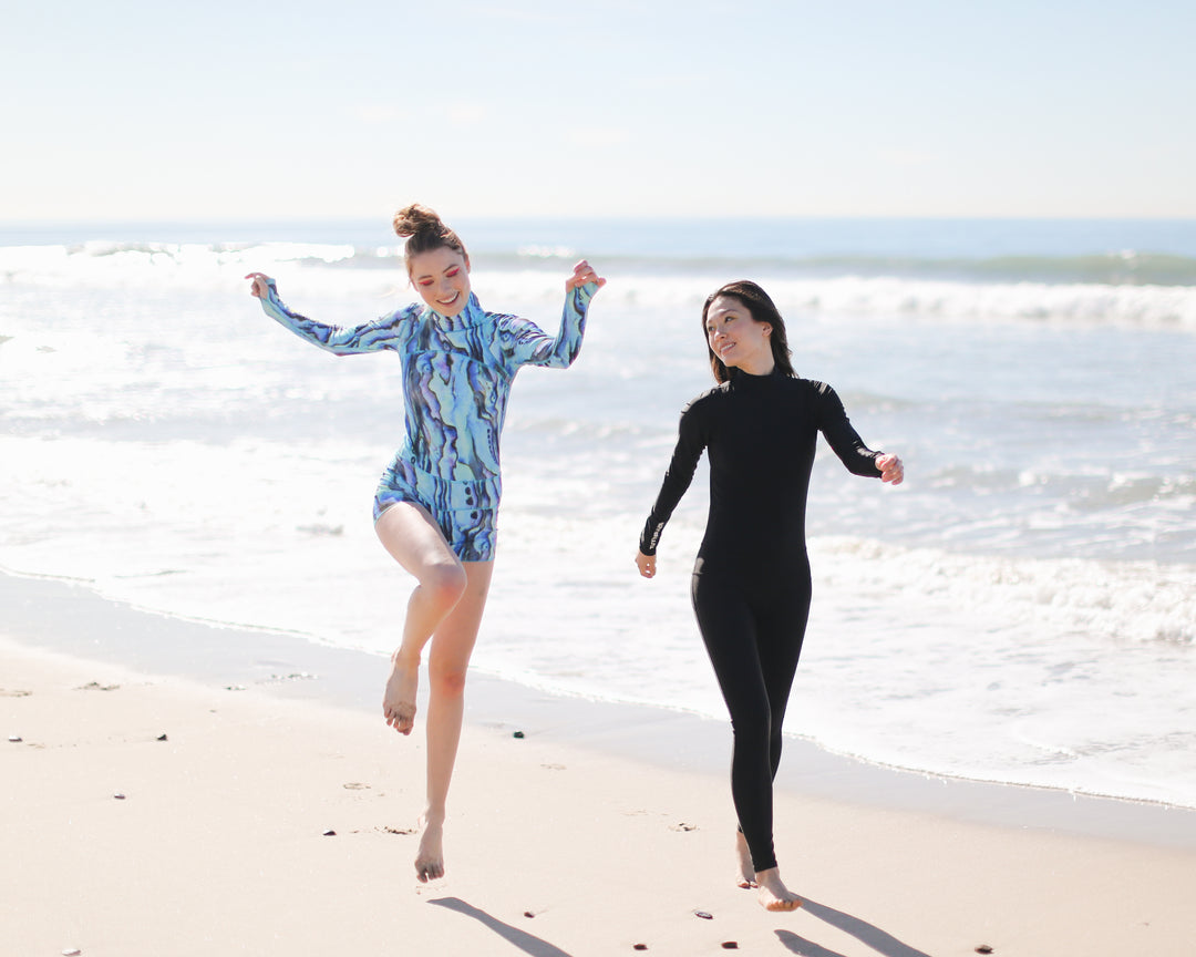 Women's "Classic" UPF 50+ Sun Protective Short Swimsuit - Blue Abalone