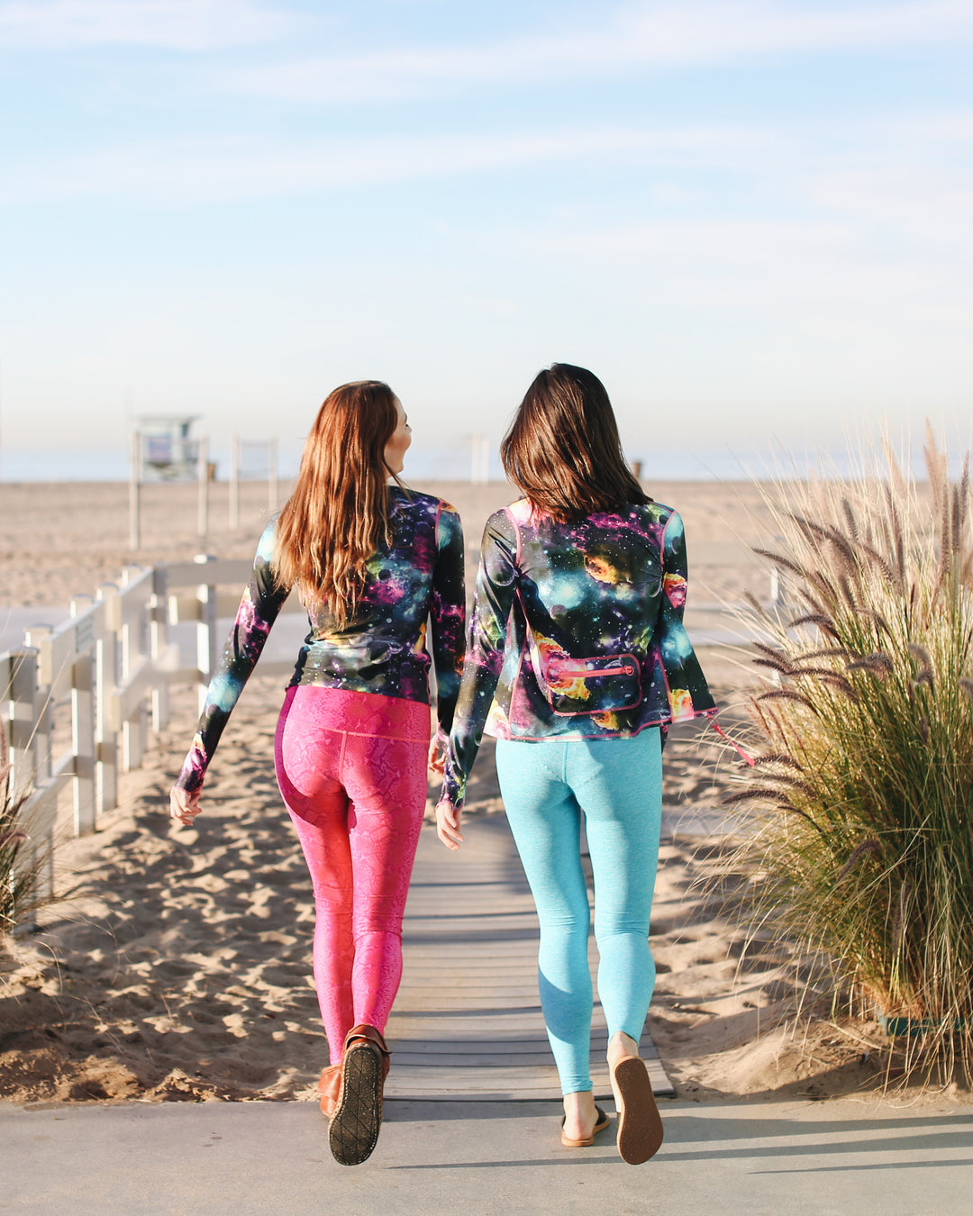 Women's UPF 50+ Sun Protective Swim Leggings  - Turq (Double Brushed)