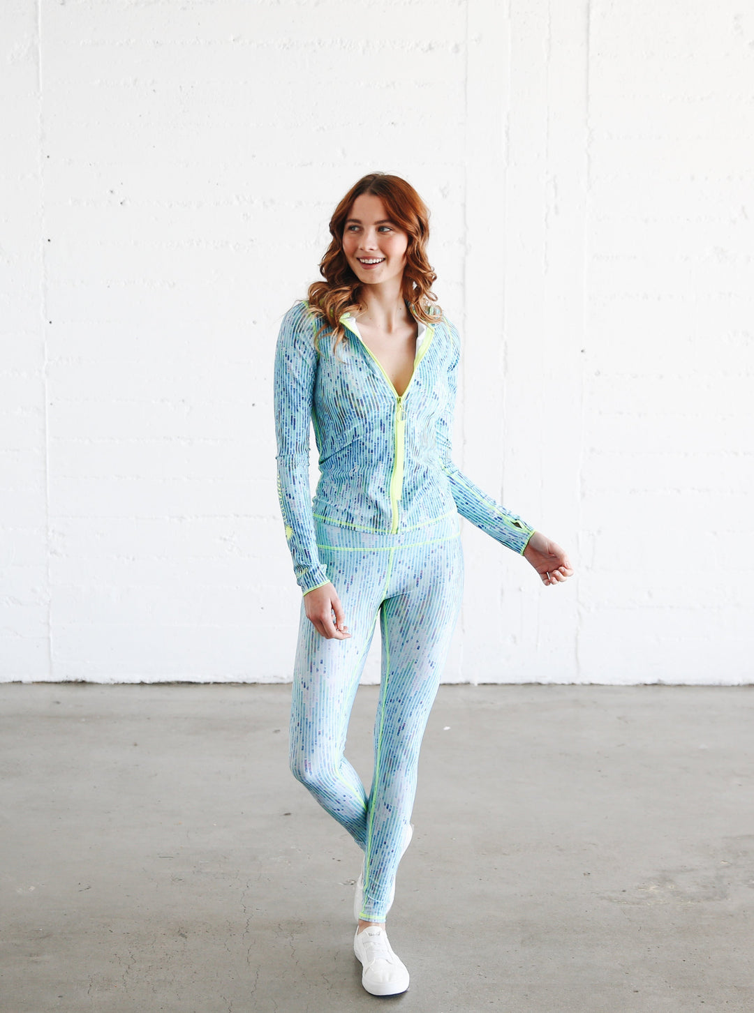 Women's UPF 50+ Sun Protective Swim Leggings - Blue Mosaic