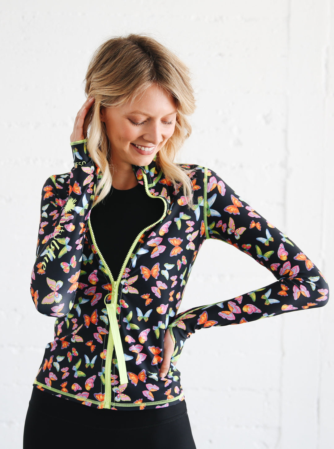 Women's Zip Rash Guard - Butterfly