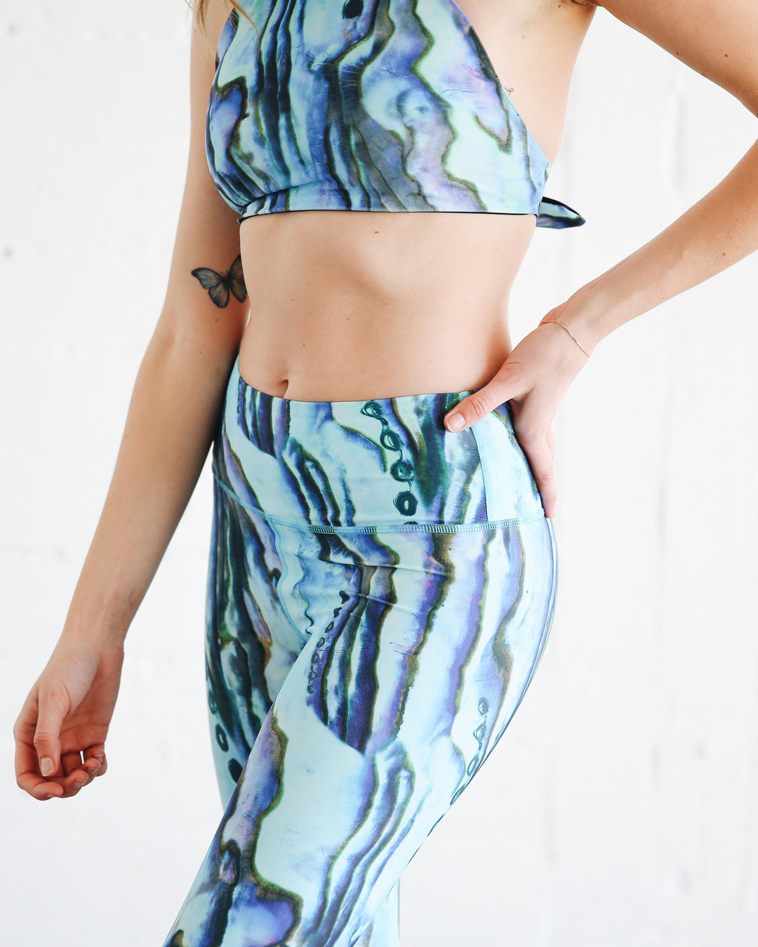 Women's UPF 50+ Sun Protective Swim Leggings - Blue Abalone